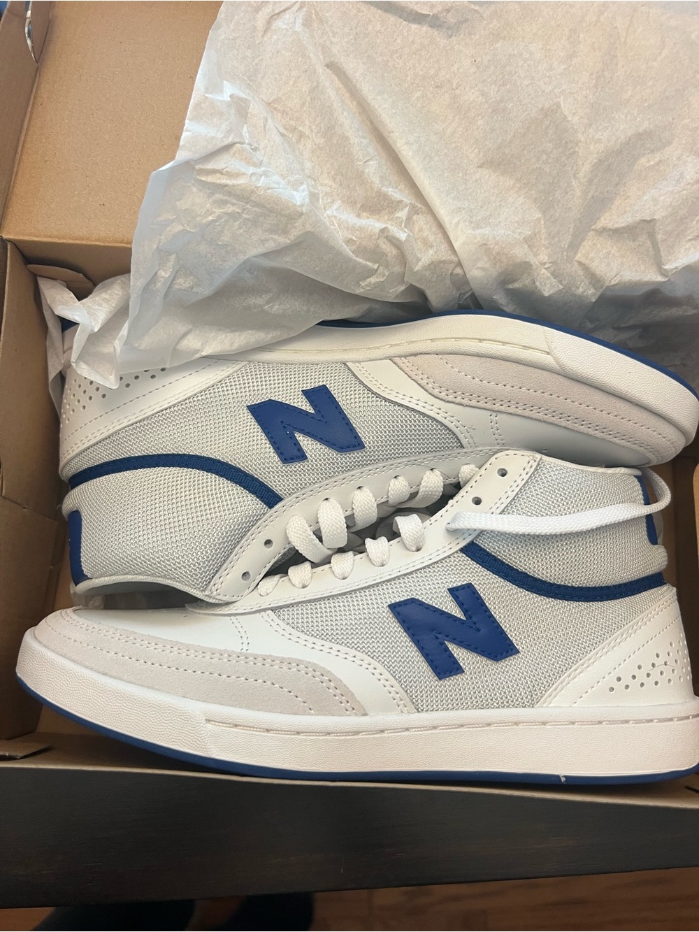 New Balance White & Blue Low-Top Trainers